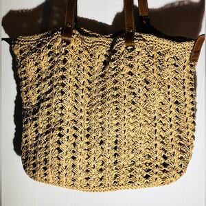 Tan Woven Tote Bag
